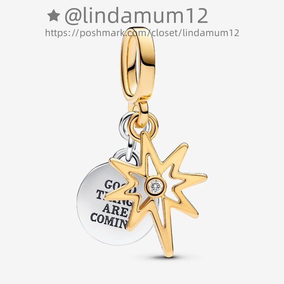 Pandora Engravable North Star Lab-grown Diamond Dangle Charm - Picture 1 of 7